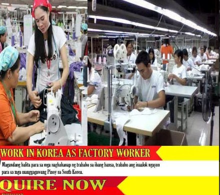 Work in korea as factory worker!