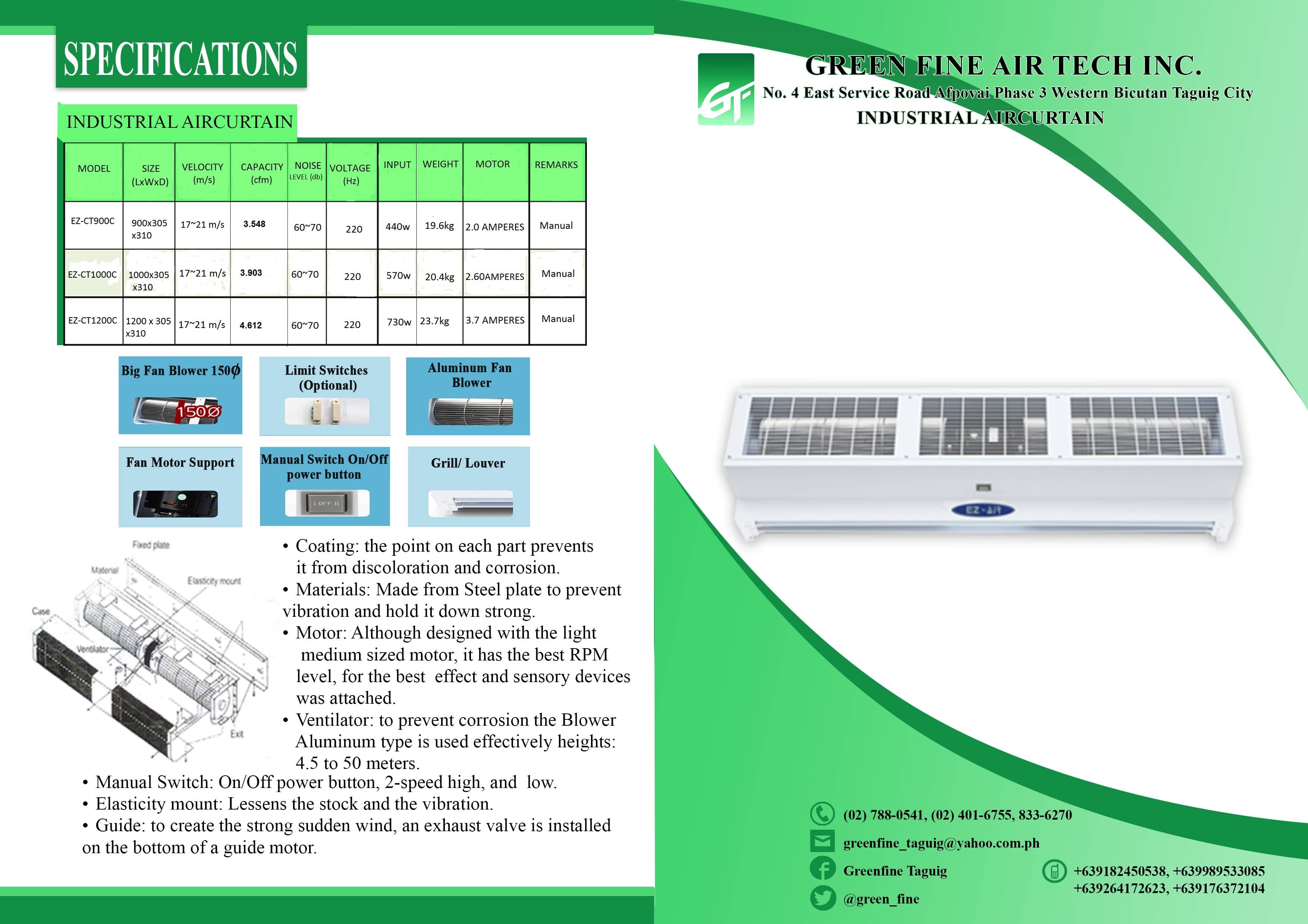 Ez-Air Curtain Industrial type with Single Phase